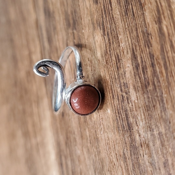 Glittering angel carnelian adjustable band ring‎ sterling 925 silver R745